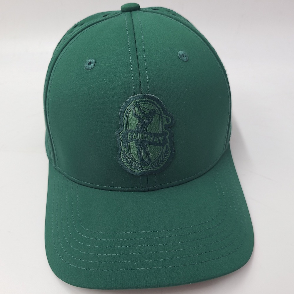 Fairway Golf Hat Adjustable‎ Green Logo Laser Cut Perforated Breathable Mesh Men